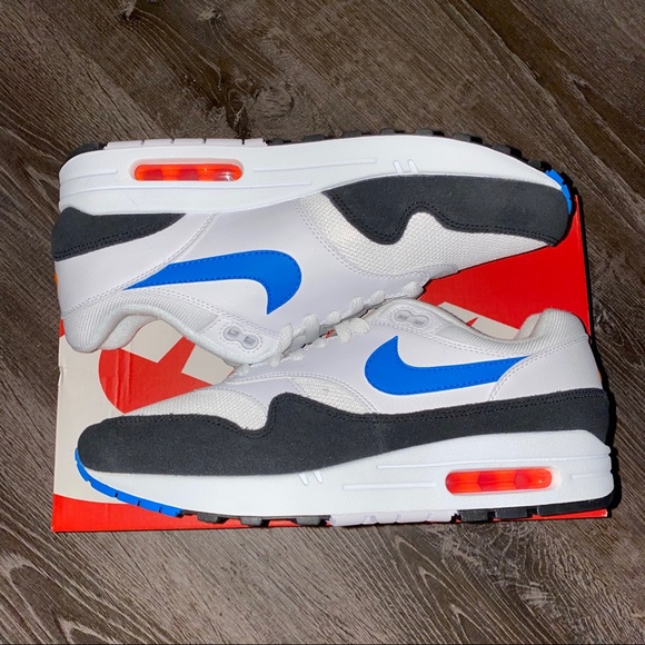 Nike Air Max 1 White/Photo Blue Men’s Size 9 *NEW* - Picture 2 of 3